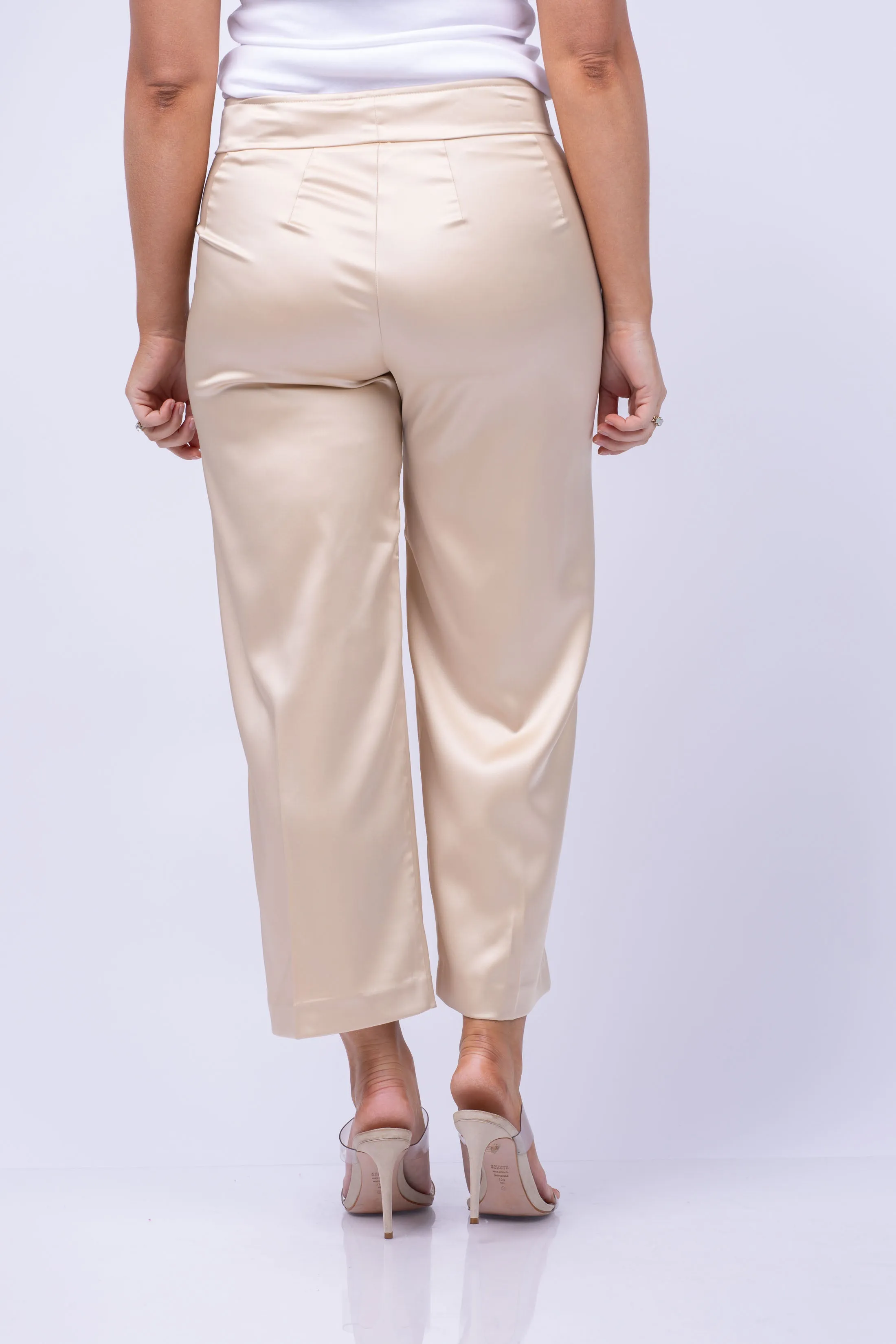 Avenue Montaigne Alex Satin Pant in Champagne