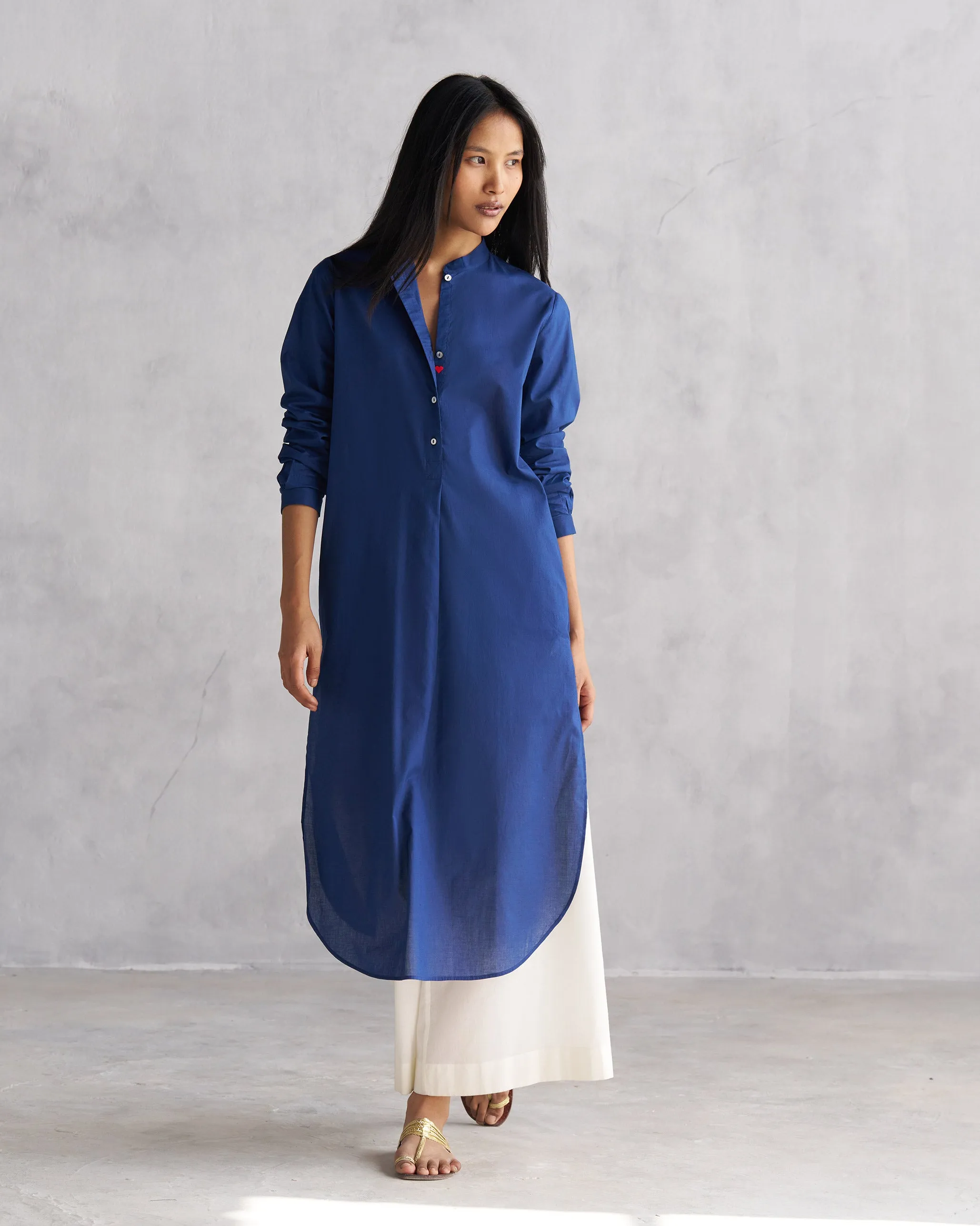 Basic Long Length Kurta - Blue