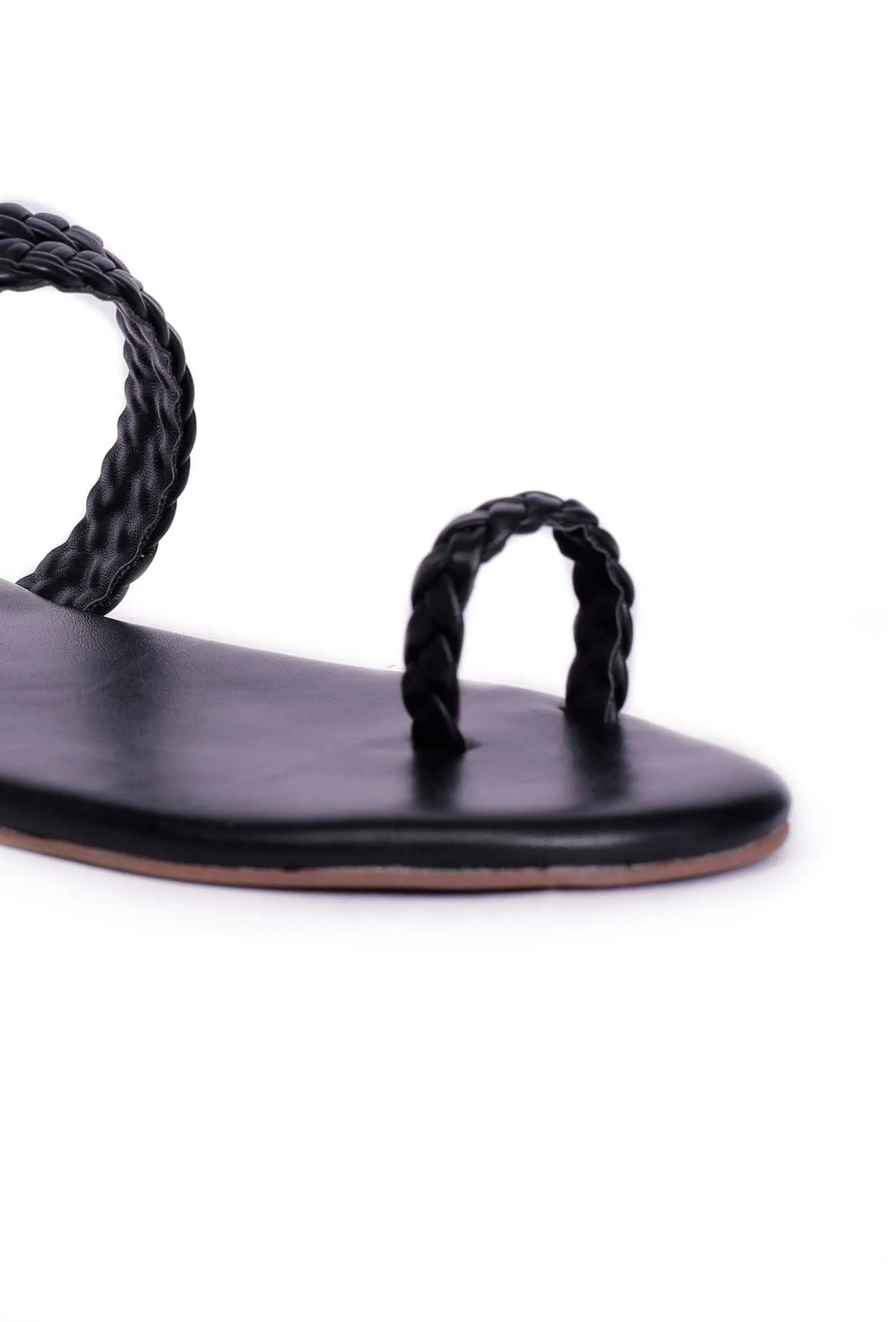 Black Knotted Cruelty Free Leather Sandals