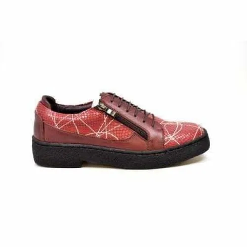 British Walkers Men's Red Snake Skin Leather w Linear Design