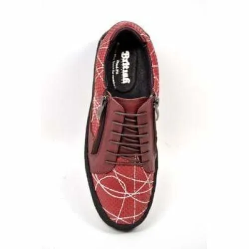 British Walkers Men's Red Snake Skin Leather w Linear Design