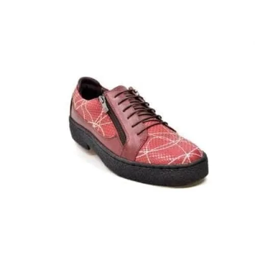 British Walkers Men's Red Snake Skin Leather w Linear Design