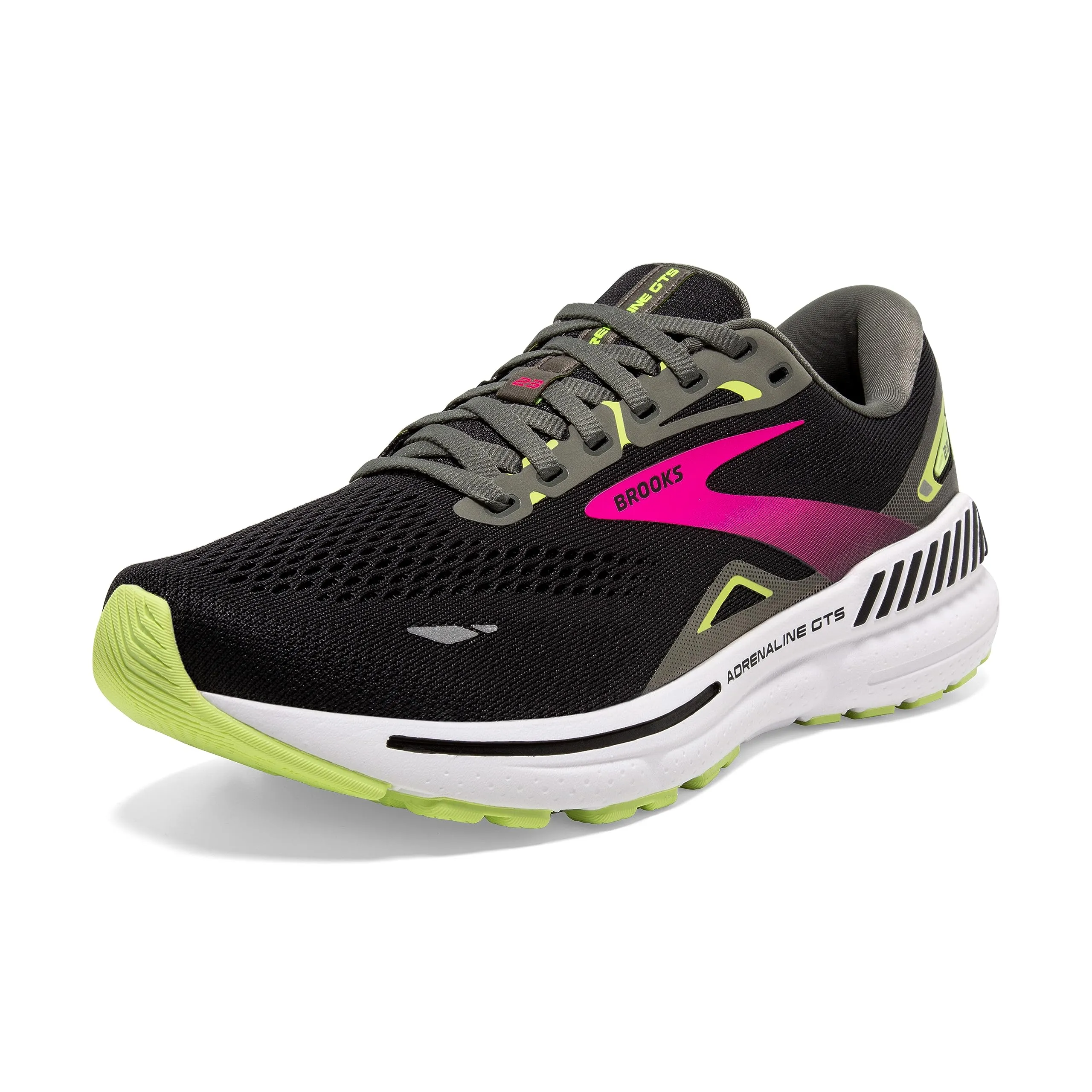 Brooks Women’s Adrenaline GTS 23 Supportive Running Shoe - Black/Gunmetal/Sharp Green - 11.5 Medium