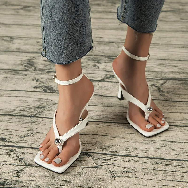 Buckle Detail Stiletto Heeled Ankle Strap Sandals