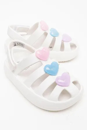 Cage Sandal Hearts White