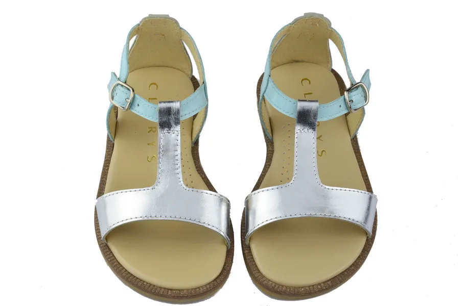 Clarys Girls Light Blue & Silver Sandal