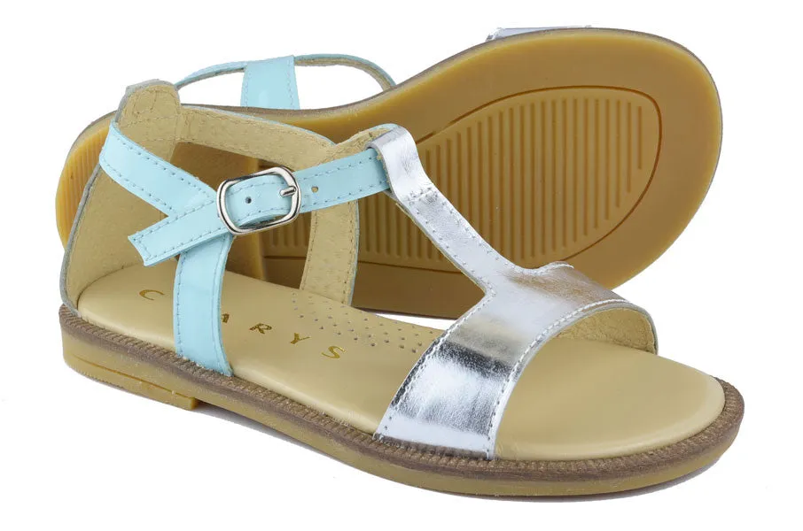 Clarys Girls Light Blue & Silver Sandal