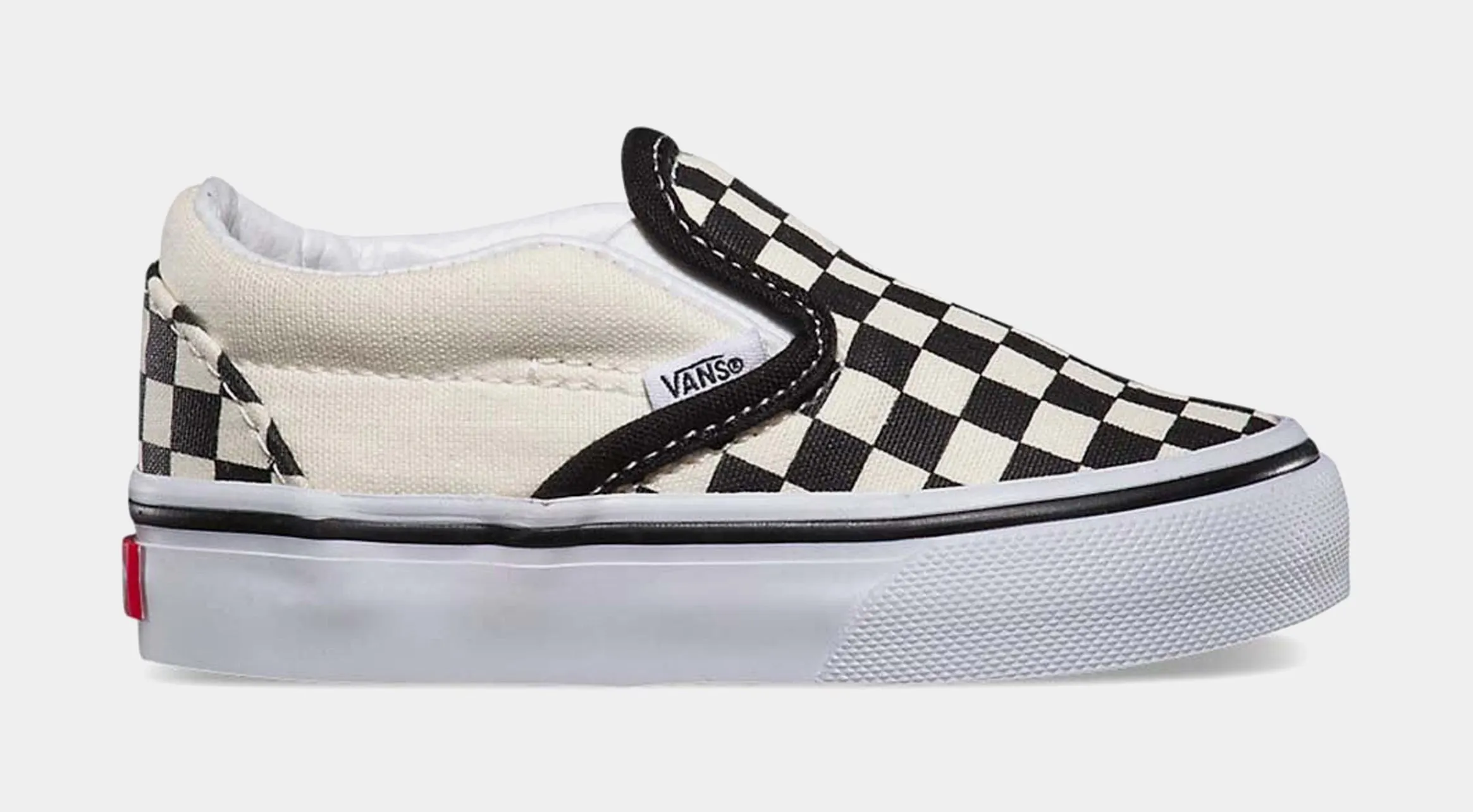 Classic Slip On Checkerboard Infant Toddler Lifestyle Shoes (White/Black)