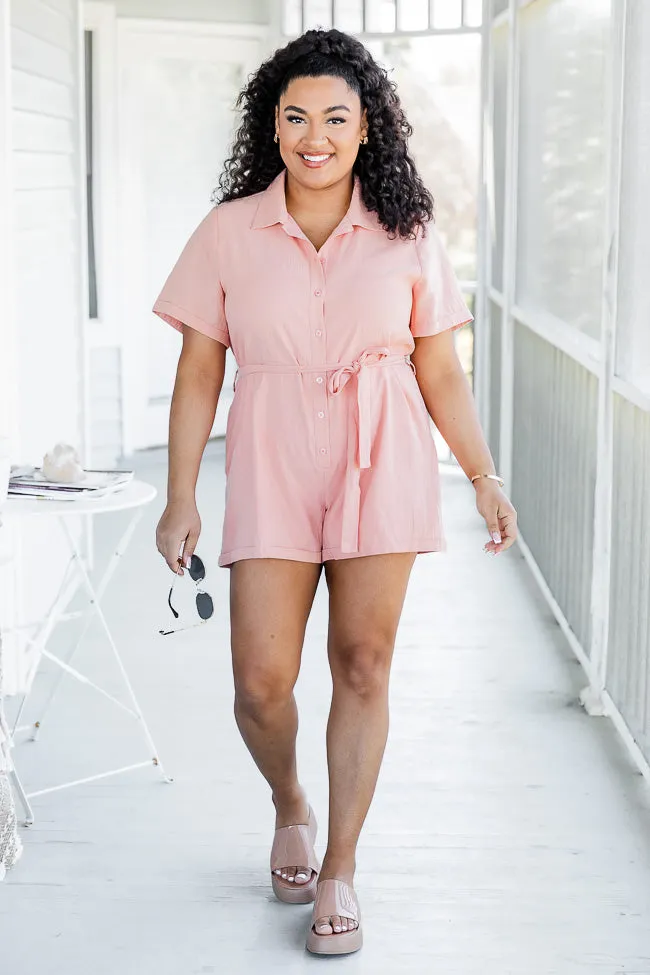 Craving Sunshine Coral Button Up Romper FINAL SALE