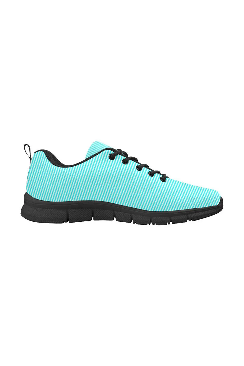 Cyan Stripes & Red Star Women's Breathable Running Shoes