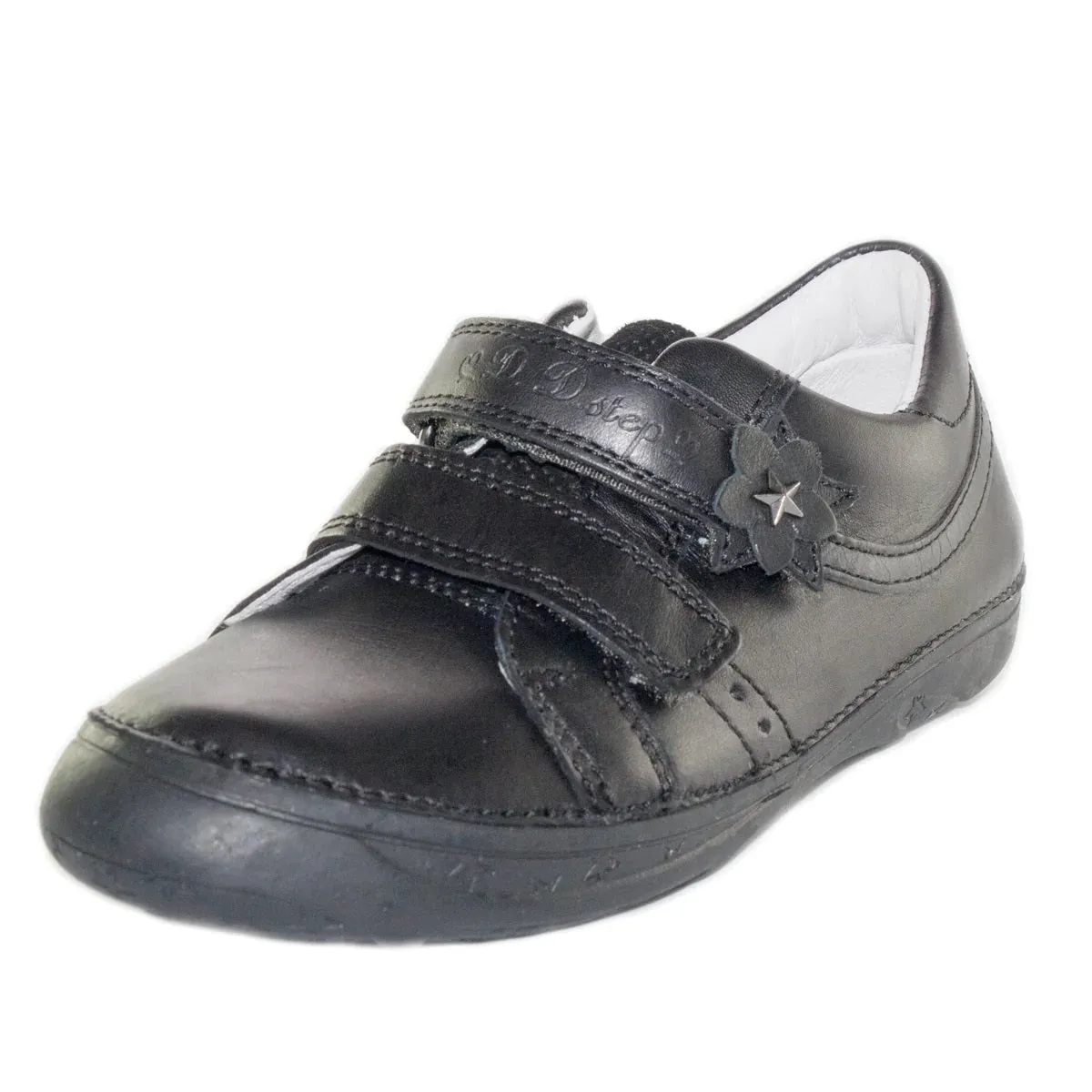 D.D. Step Little And Big Kid Girl Double Strap Shiny Black Dress Shoes - Supportive Leather From Europe Kids Orthopedic