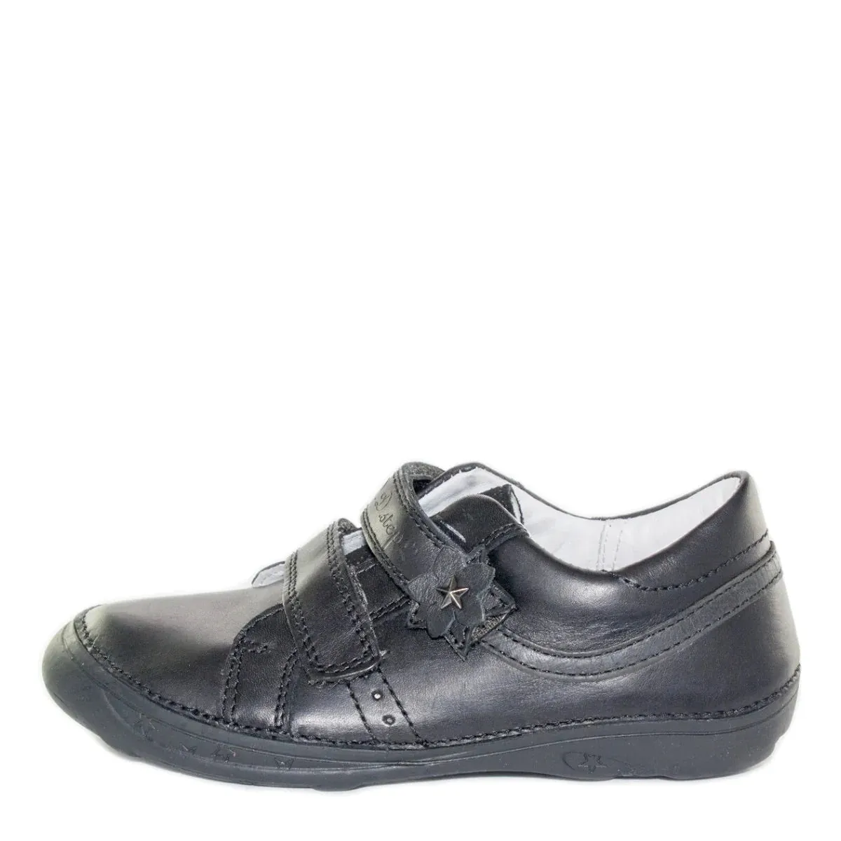 D.D. Step Little And Big Kid Girl Double Strap Shiny Black Dress Shoes - Supportive Leather From Europe Kids Orthopedic