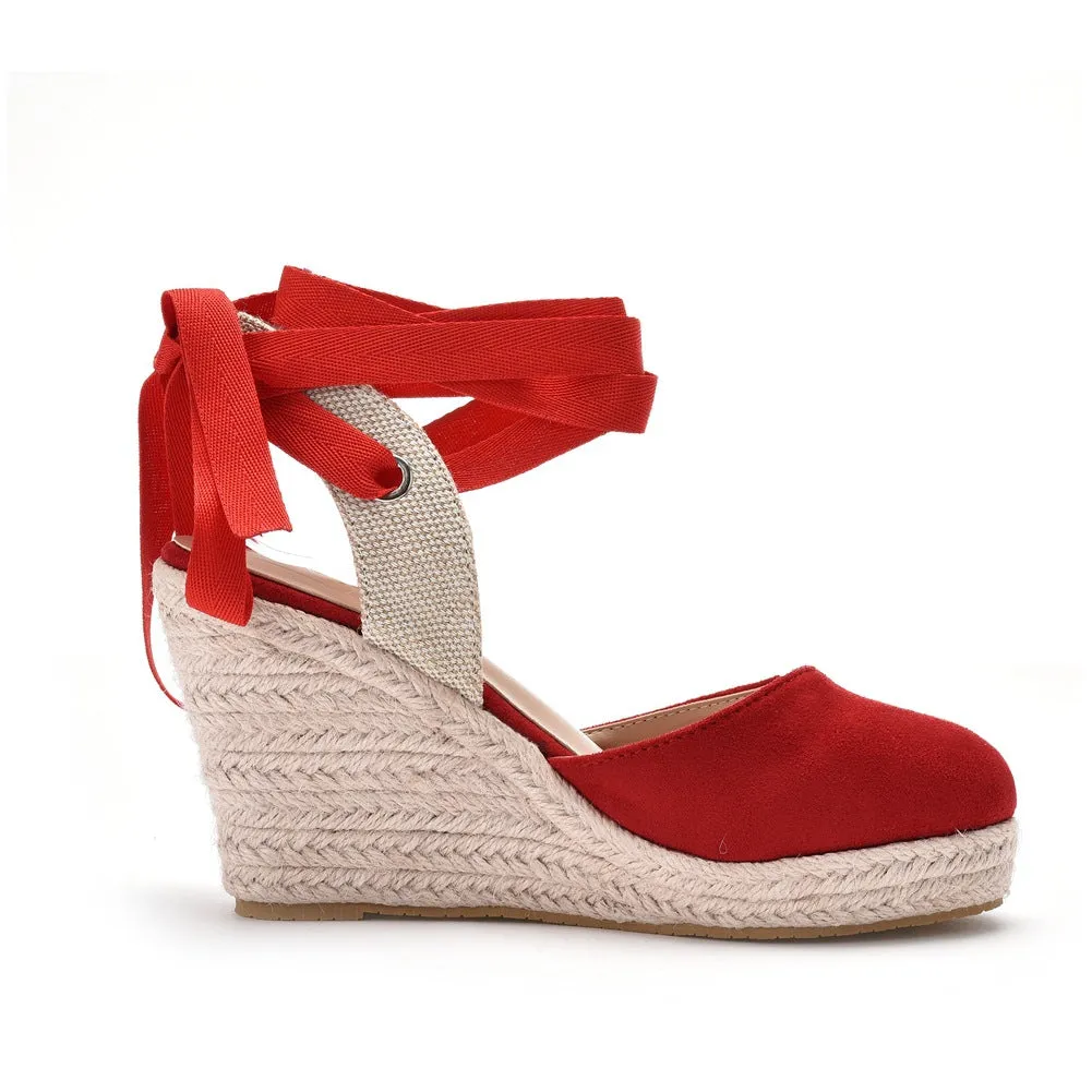 Elegant Bohemian Round Toe Platform Espadrille Wedge Heels