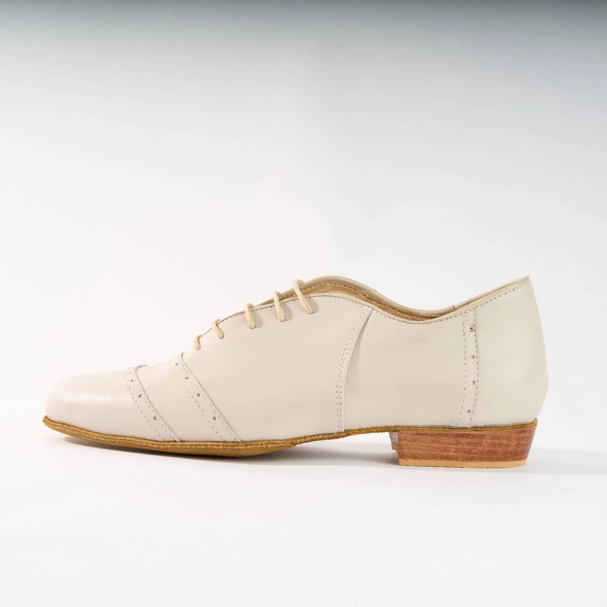 Elegant Cream Leather - Handmade Shoes - Rock 3066