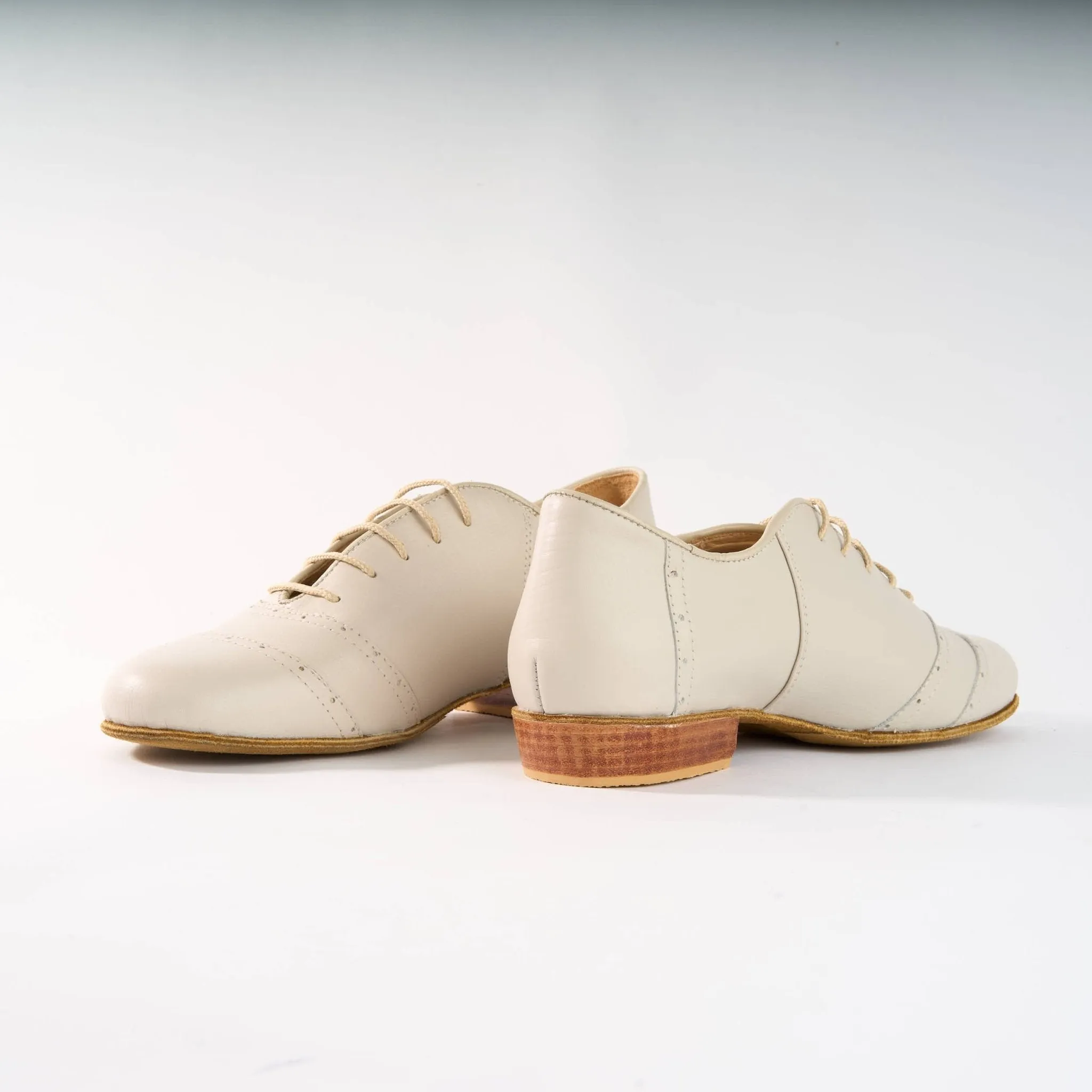 Elegant Cream Leather - Handmade Shoes - Rock 3066