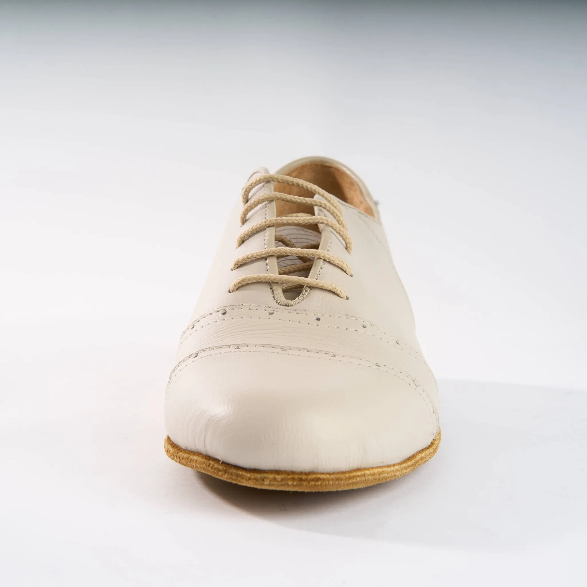 Elegant Cream Leather - Handmade Shoes - Rock 3066