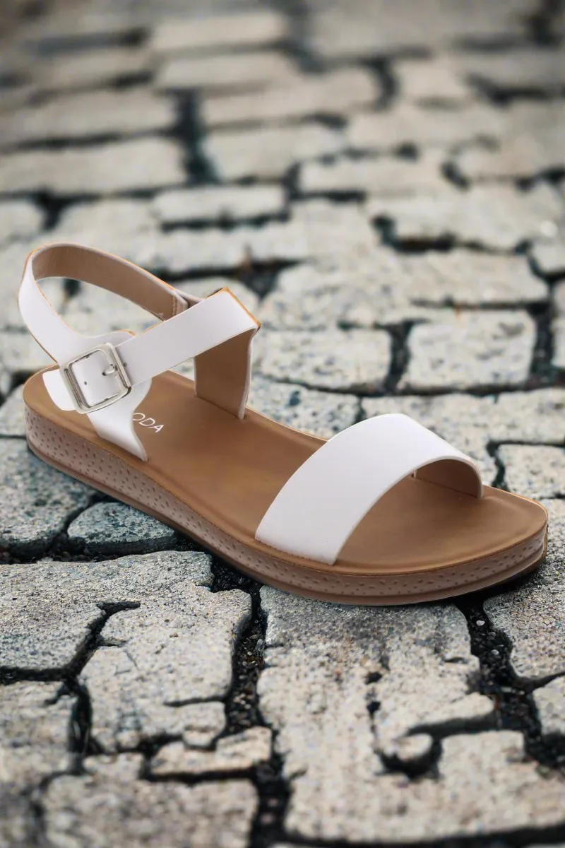 FARON-4/2024 White Faux Leather Sandal