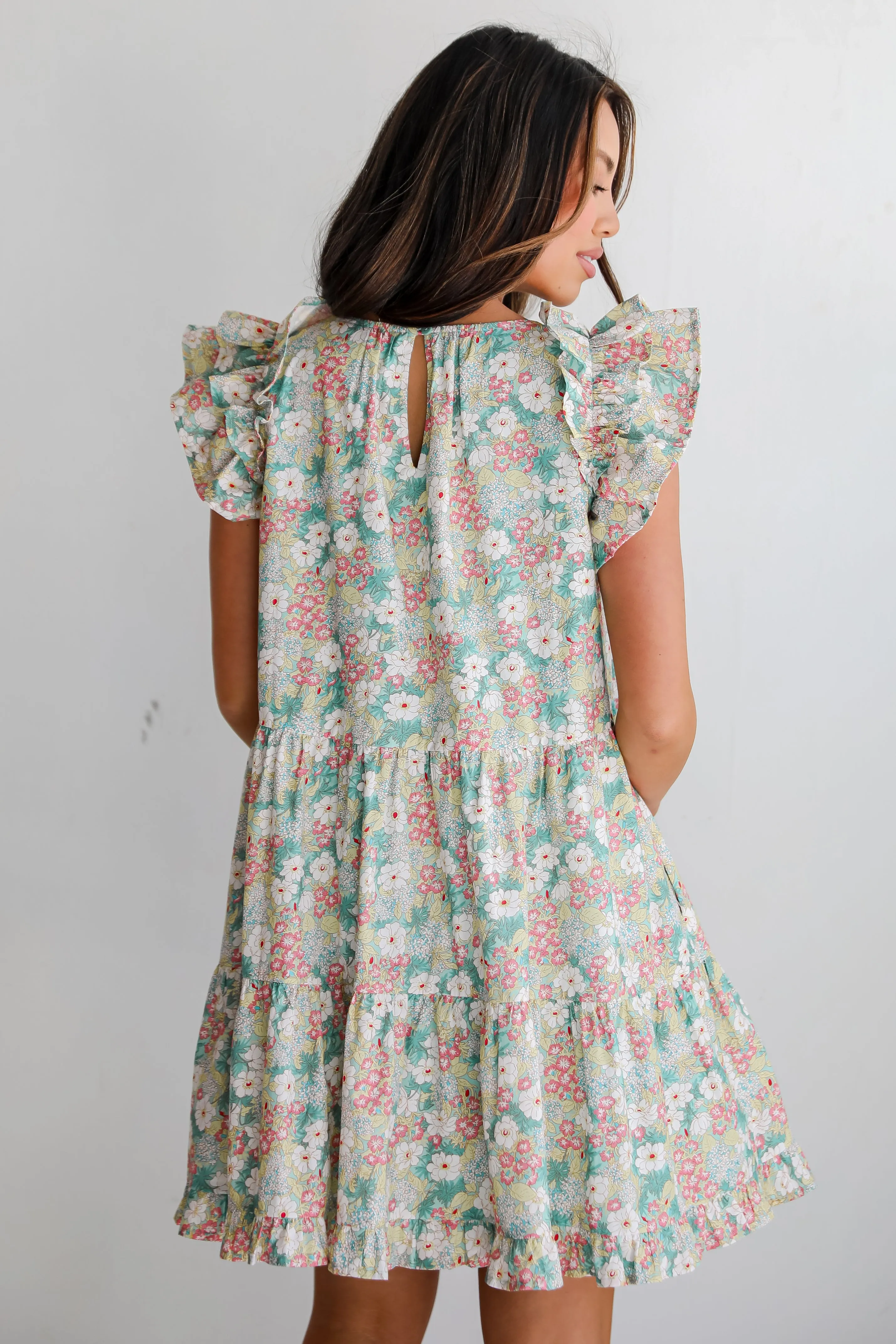 FINAL SALE - Charming Destiny Mint Floral Mini Dress