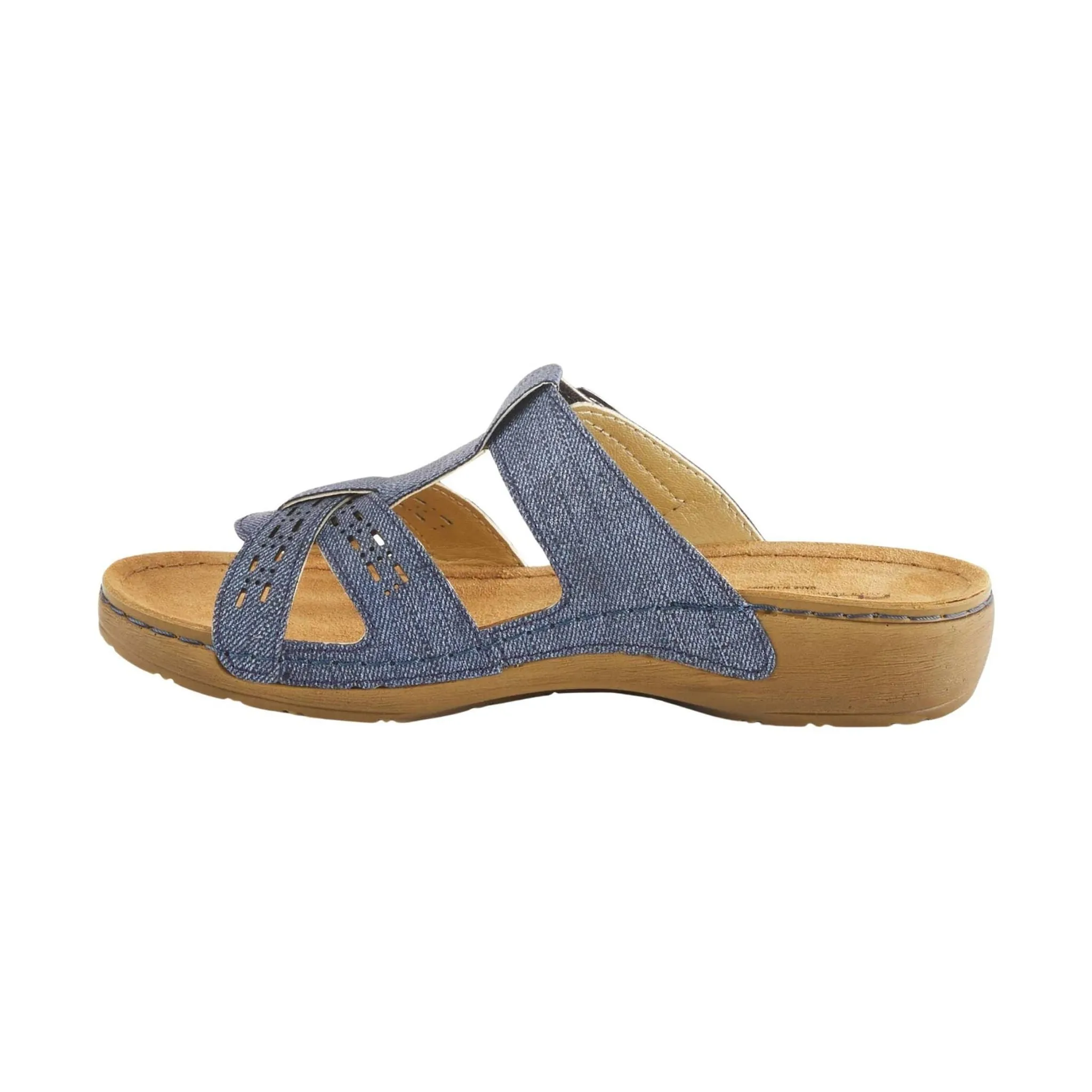 Flexus Women's Nery Jeans Slide Sandals - Navy