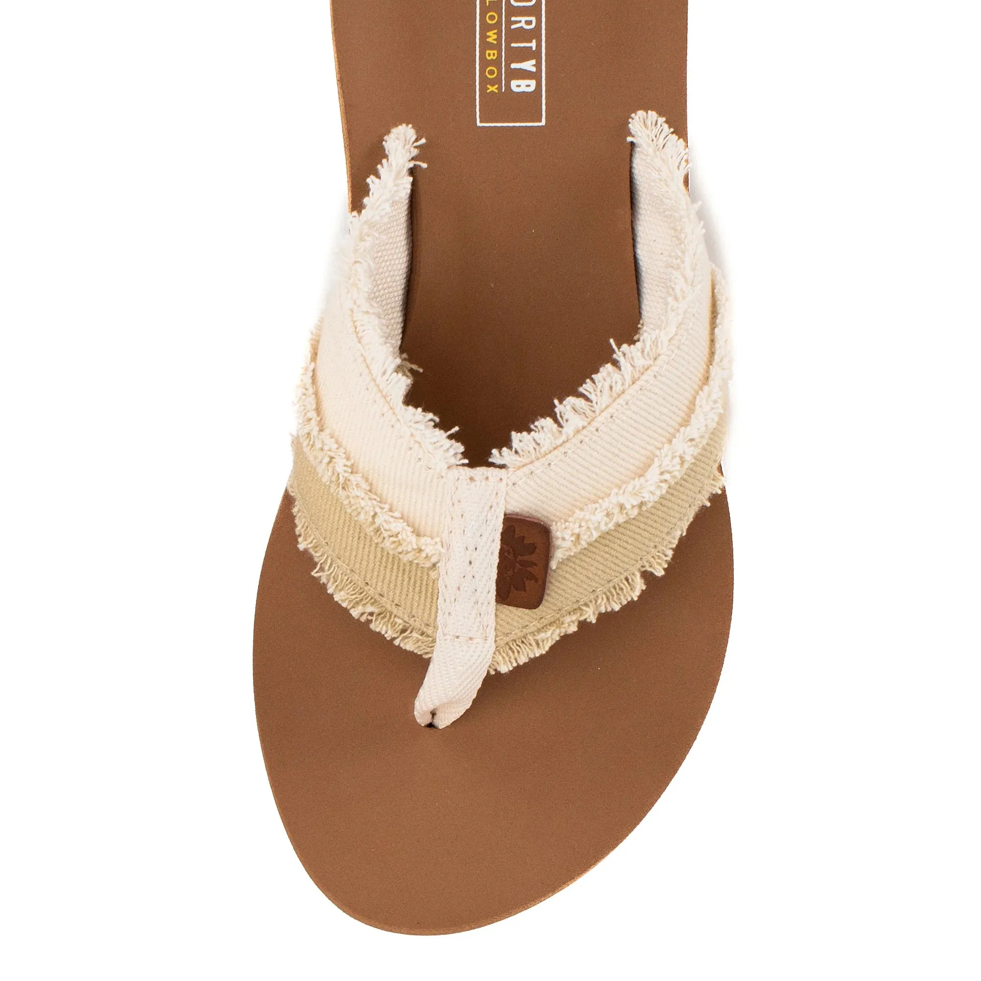 Frayed Natural Multi Flip Flops | Yellow Box | Rylan