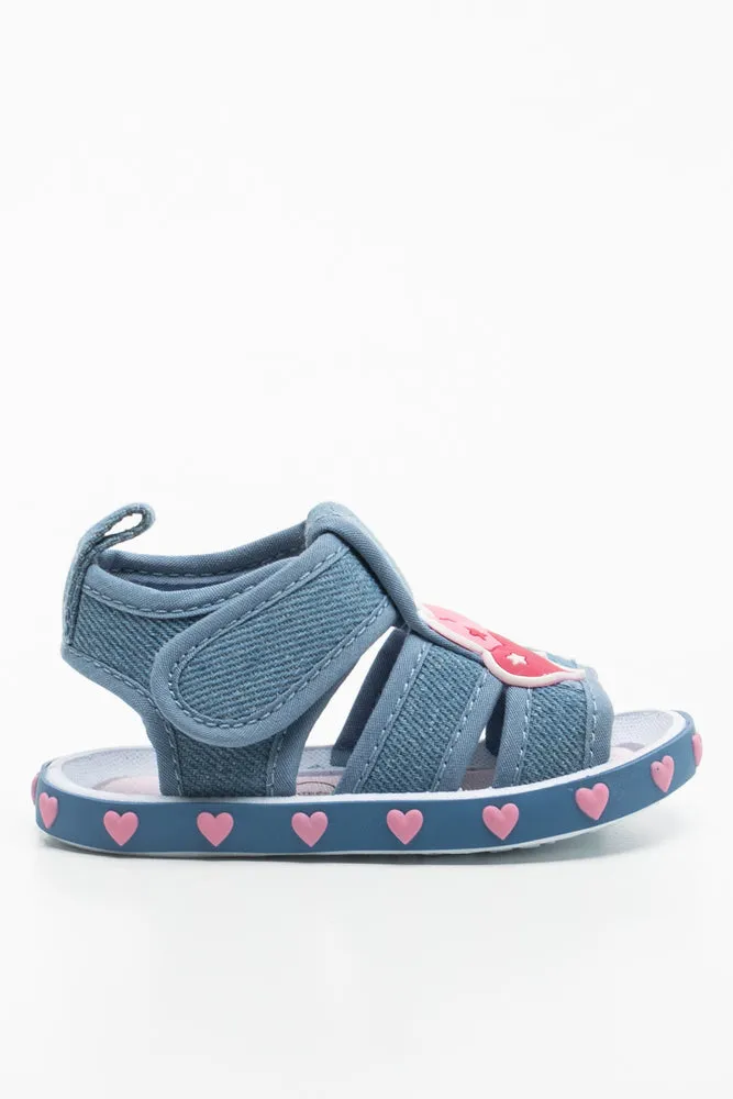 Heart Denim Sandal Blue