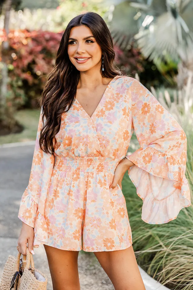 I Keep Hoping Floral Orange Romper FINAL SALE