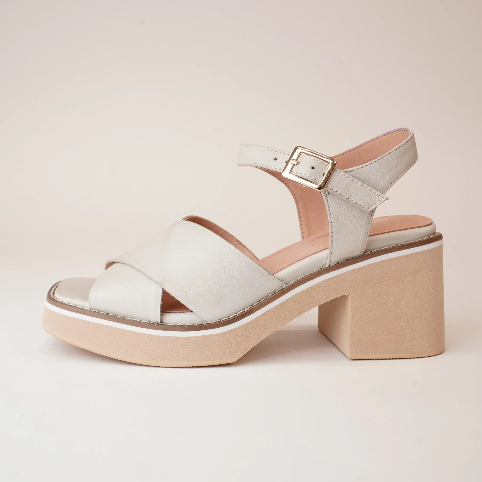 Jemi Almond Leather Heels