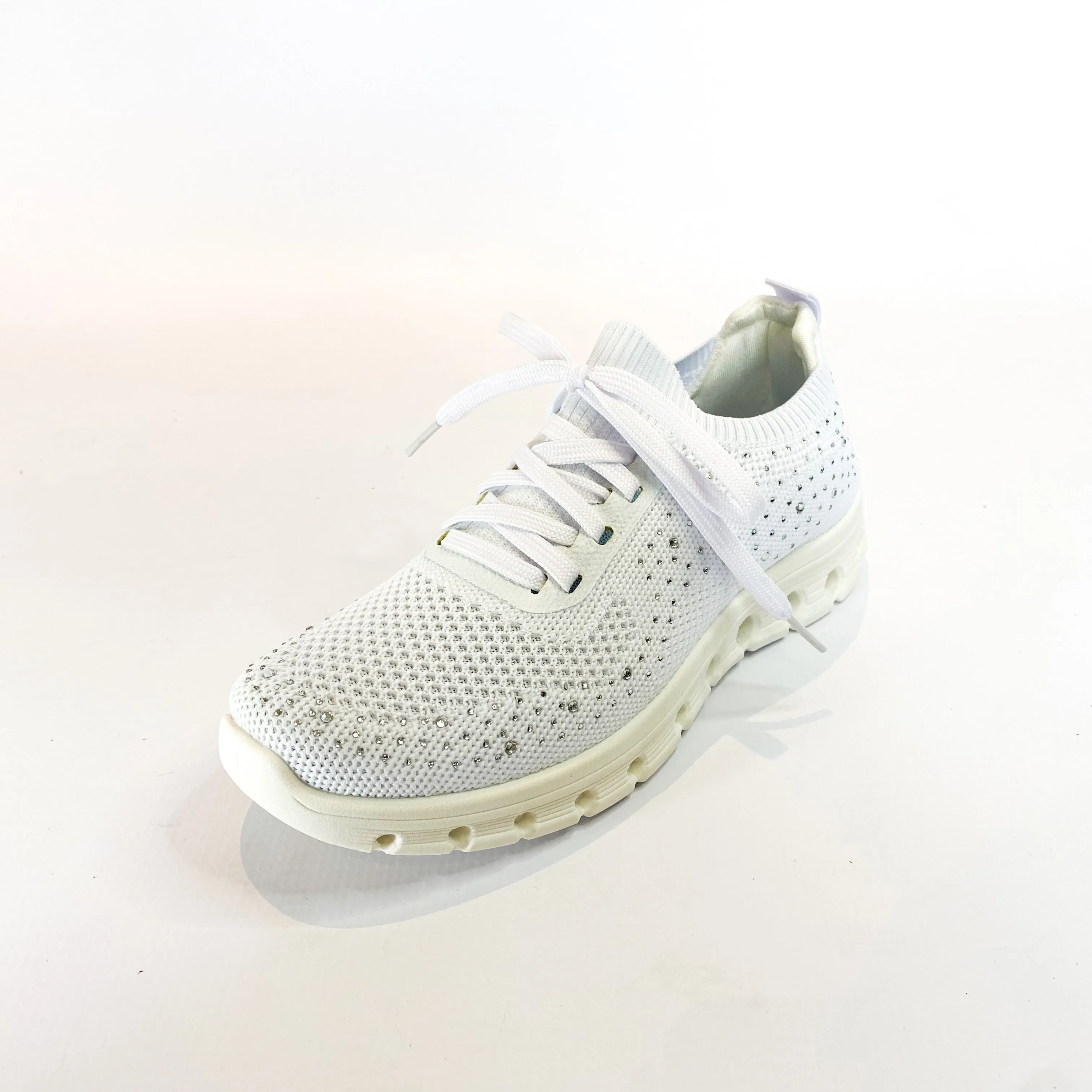 KG white sparkle knit lace up