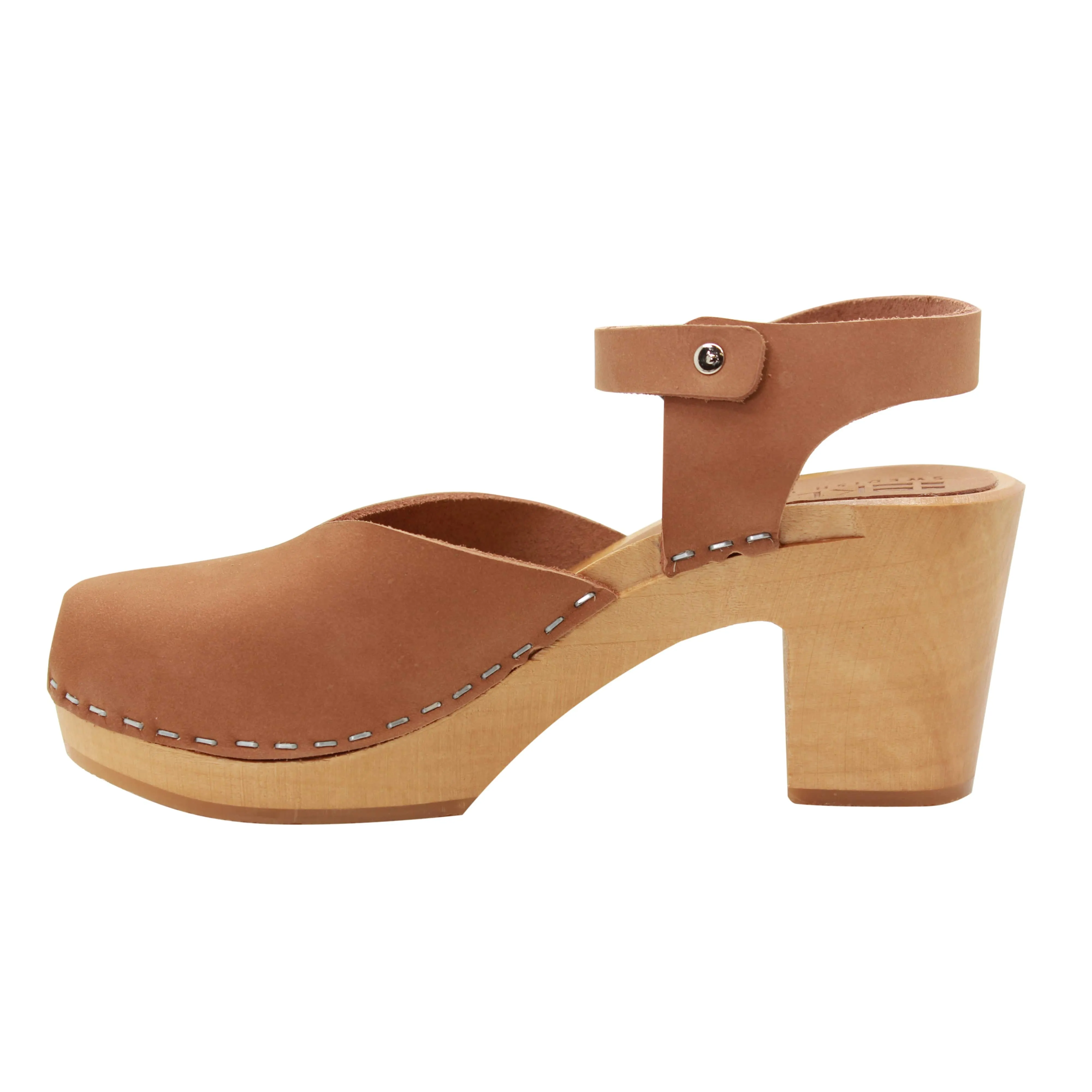 KLÄGN CLEO Swedish Wooden Clogs in Brown Nubuck