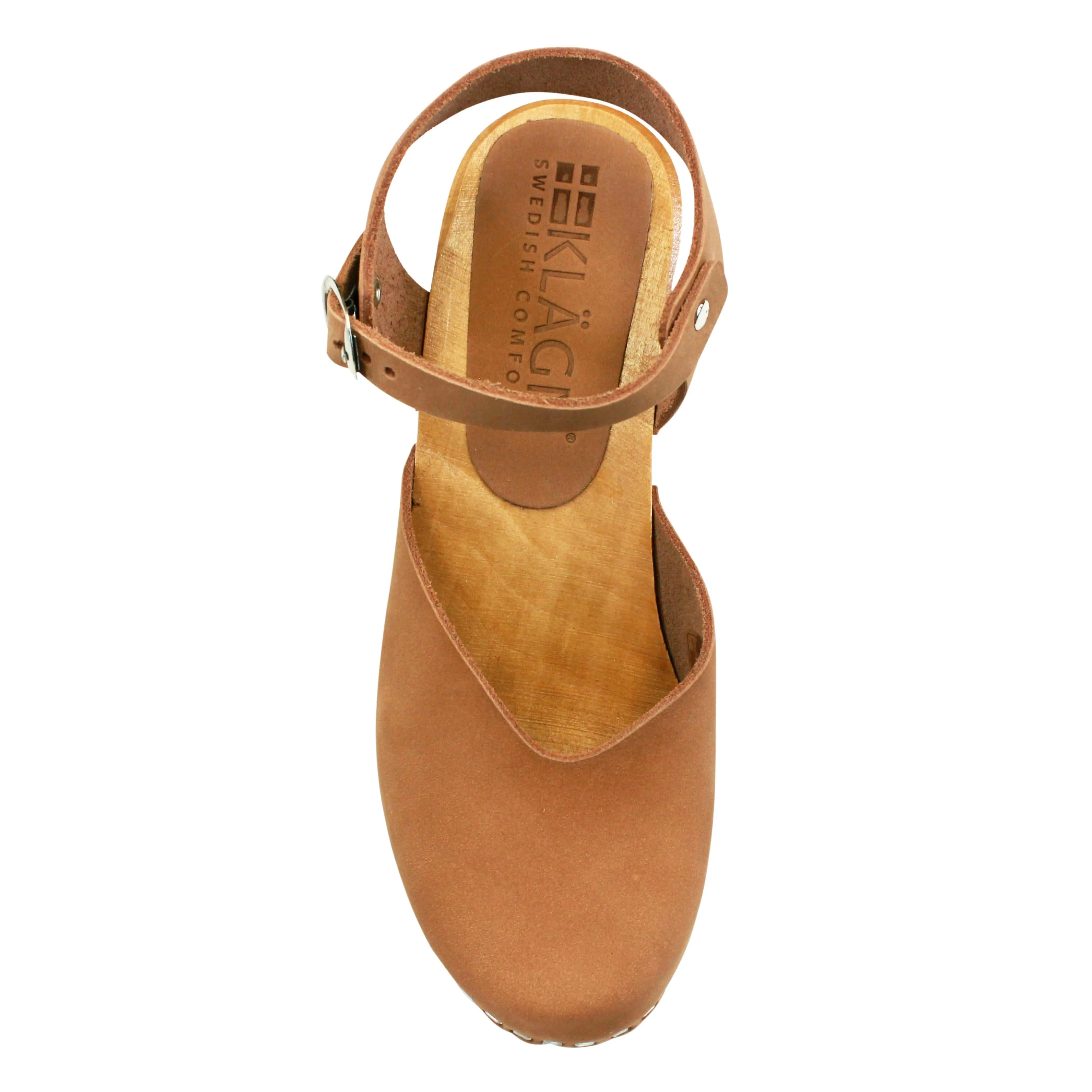 KLÄGN CLEO Swedish Wooden Clogs in Brown Nubuck