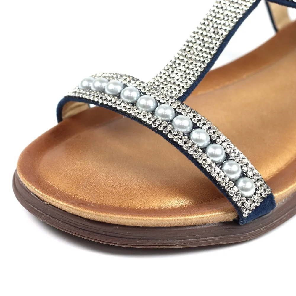 Lunar JLH078 BL - Tancy Blue Pearl Detail Sandal