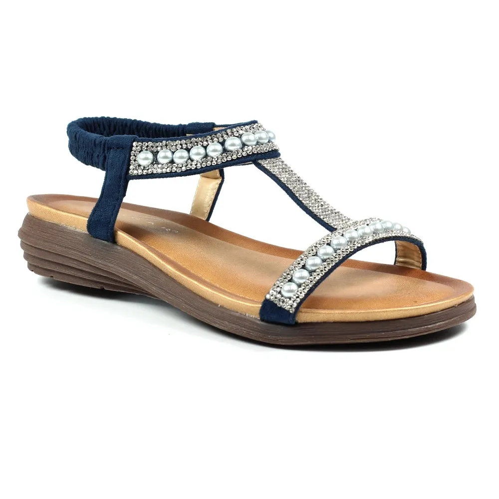 Lunar JLH078 BL - Tancy Blue Pearl Detail Sandal