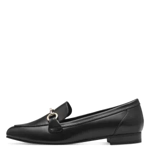 Marco Tozzi Black Matte Loafer: Timeless Elegance with a Golden Touch