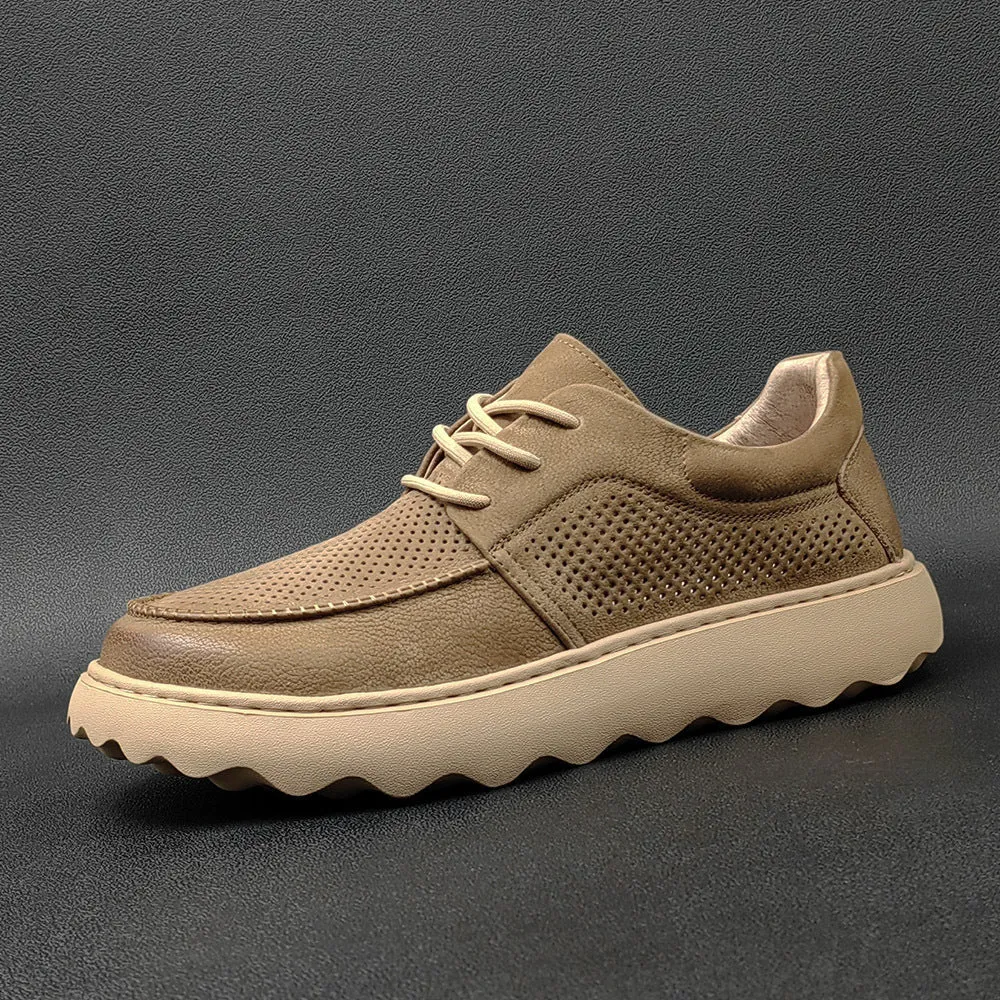 Men Minimalist Hollow Leather Breathable Casual Shoes