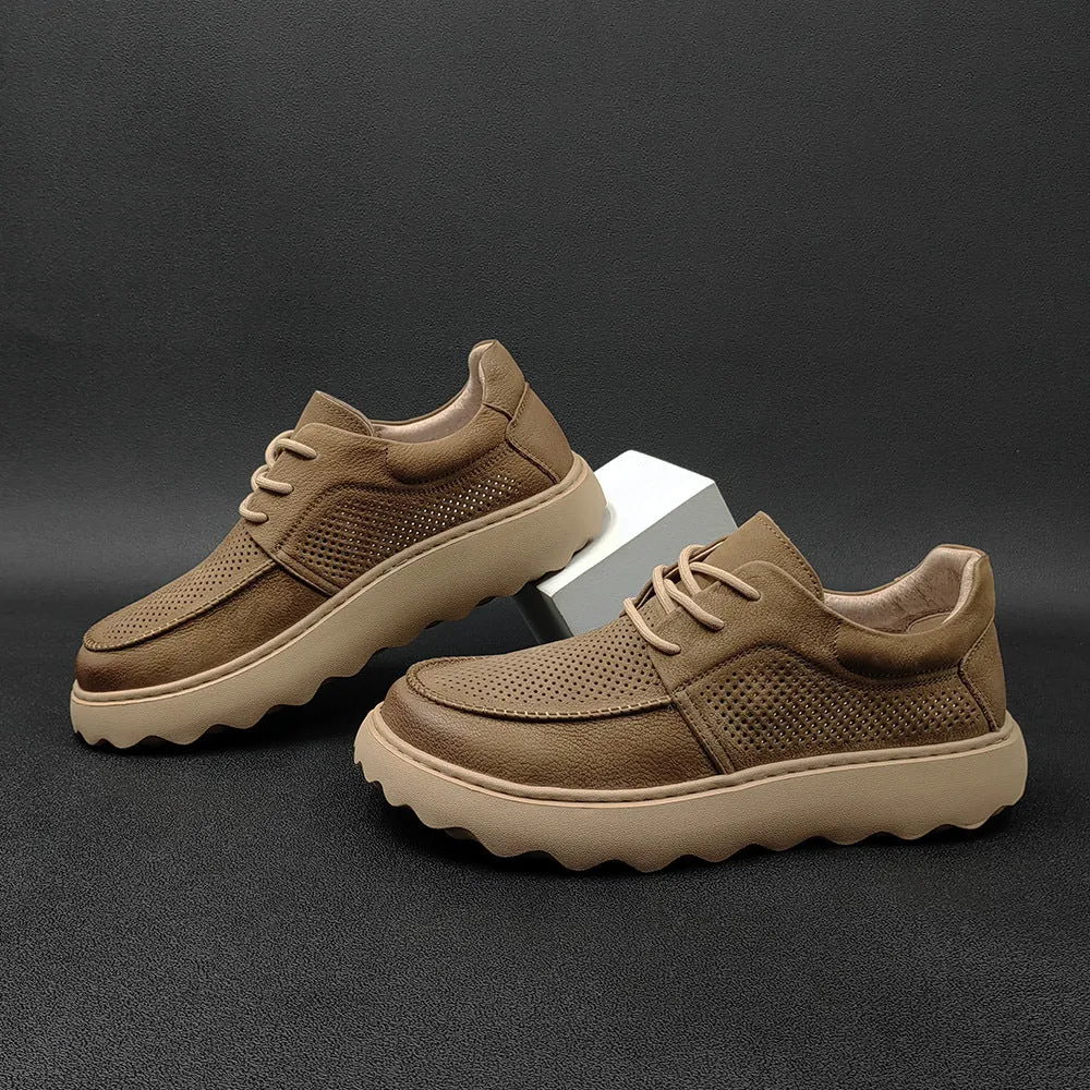 Men Minimalist Hollow Leather Breathable Casual Shoes