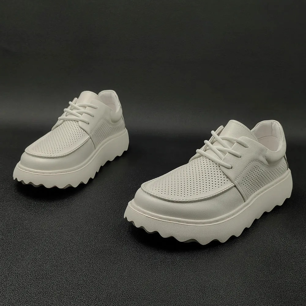 Men Minimalist Hollow Leather Breathable Casual Shoes