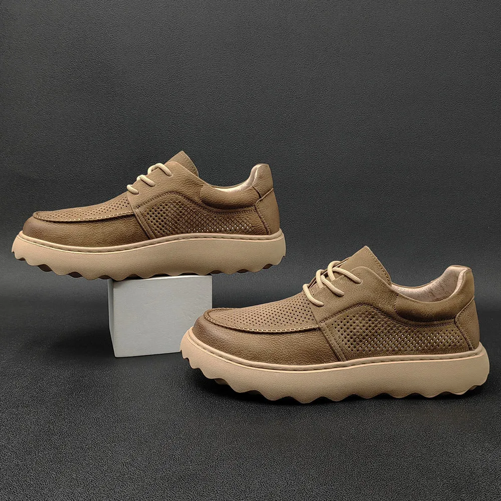 Men Minimalist Hollow Leather Breathable Casual Shoes