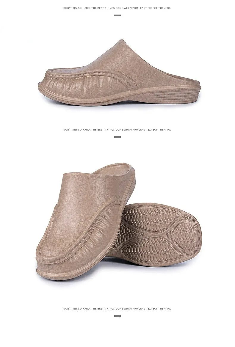 Men's Leather Slippers Breathable Shoes