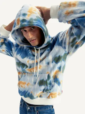 Men's Tie-Dye Light-Blue Hooded Sweatshirt