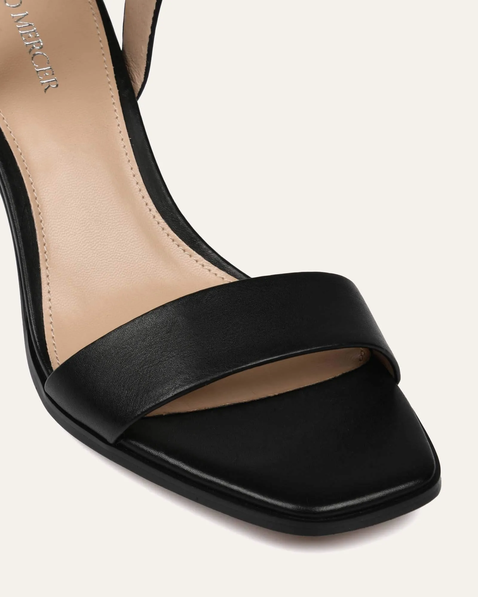 NATSU MID HEEL SANDALS BLACK LEATHER