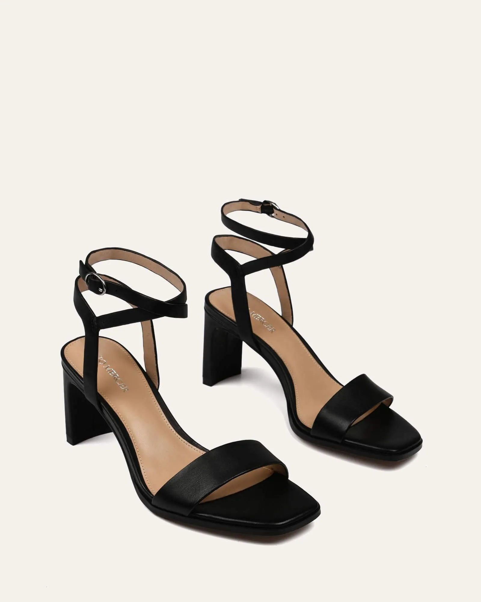 NATSU MID HEEL SANDALS BLACK LEATHER