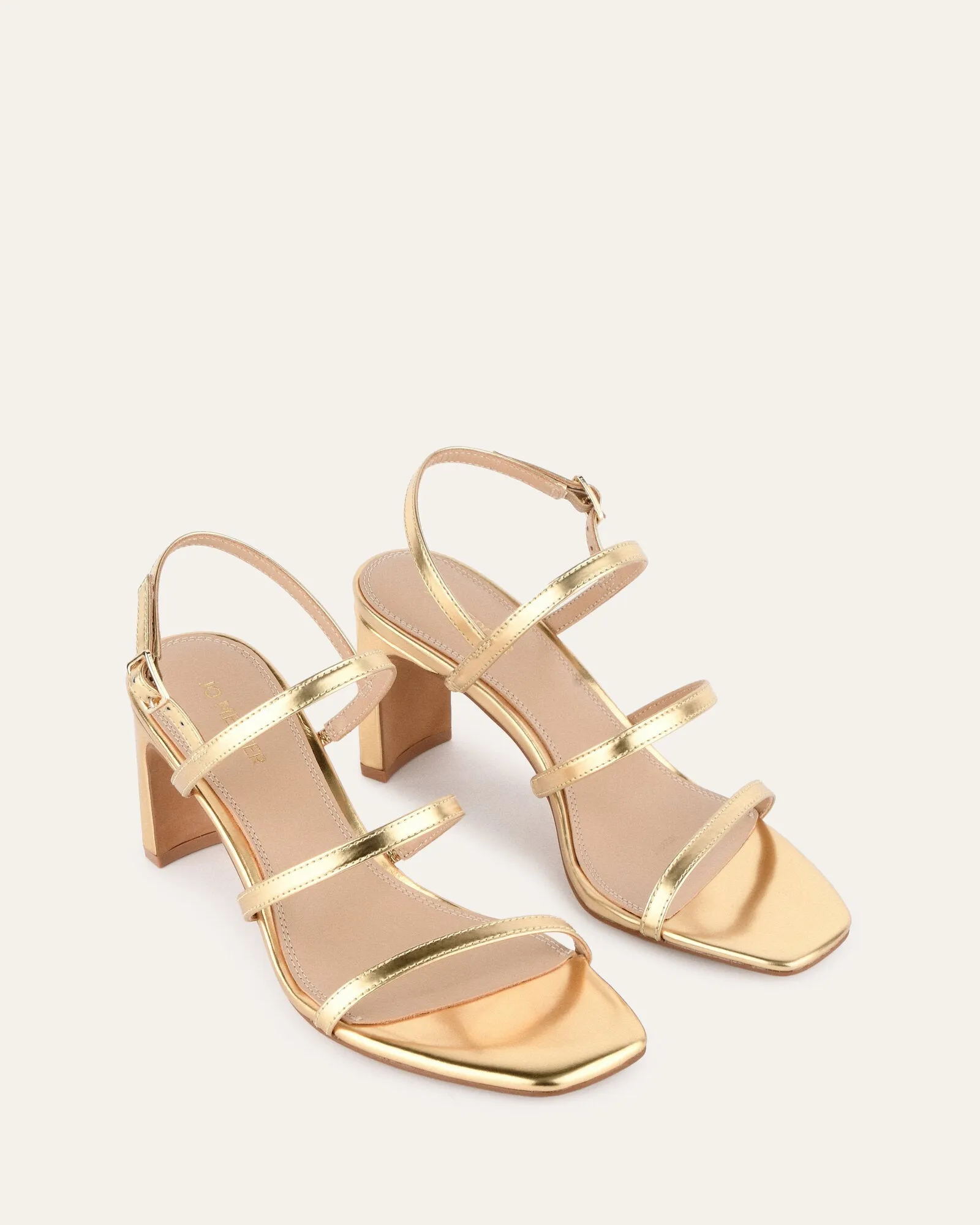 NIX MID HEEL SANDALS GOLD PATENT