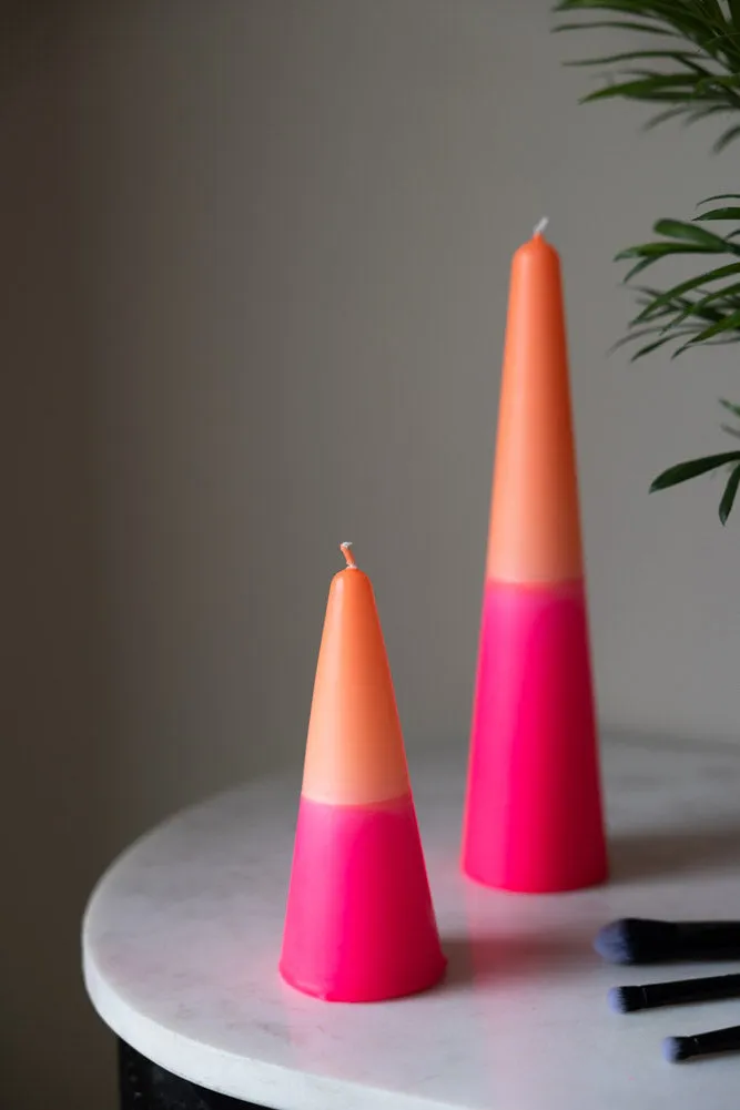 Pink & Orange Cone Shaped Candle - 2 Sizes Available