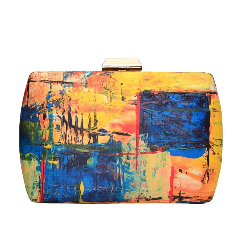 Printed Abstract Clutch