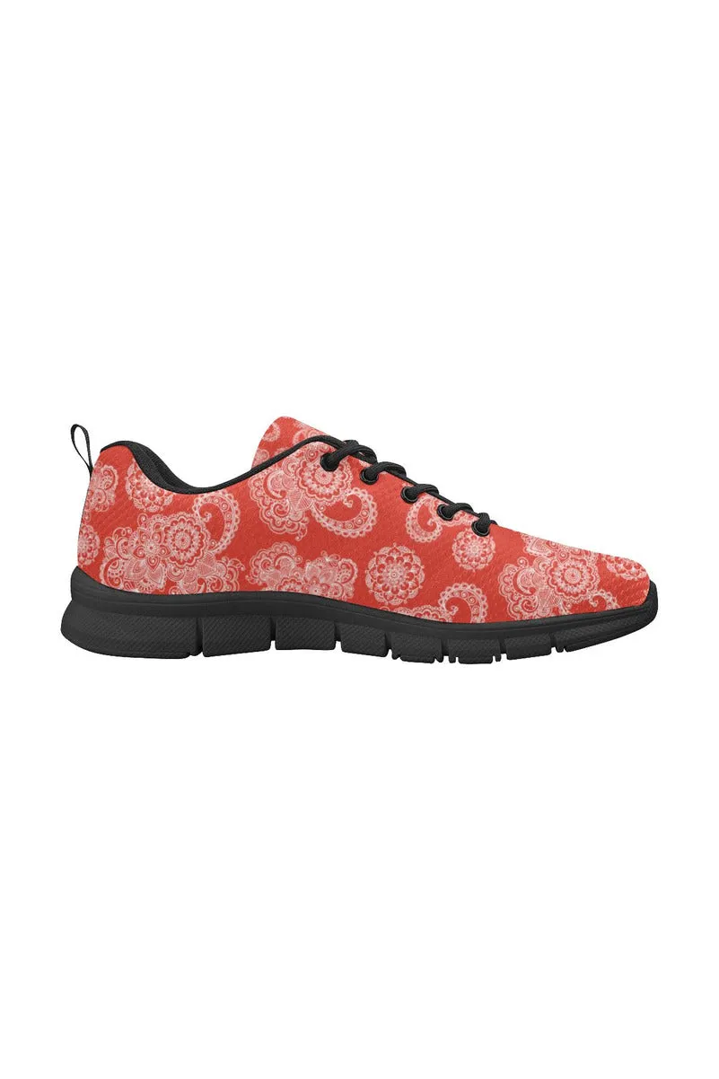 Red Paisley Women's Breathable Running Shoes (Model 055)