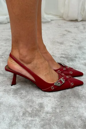 Sadie Buckle Slingback In Red