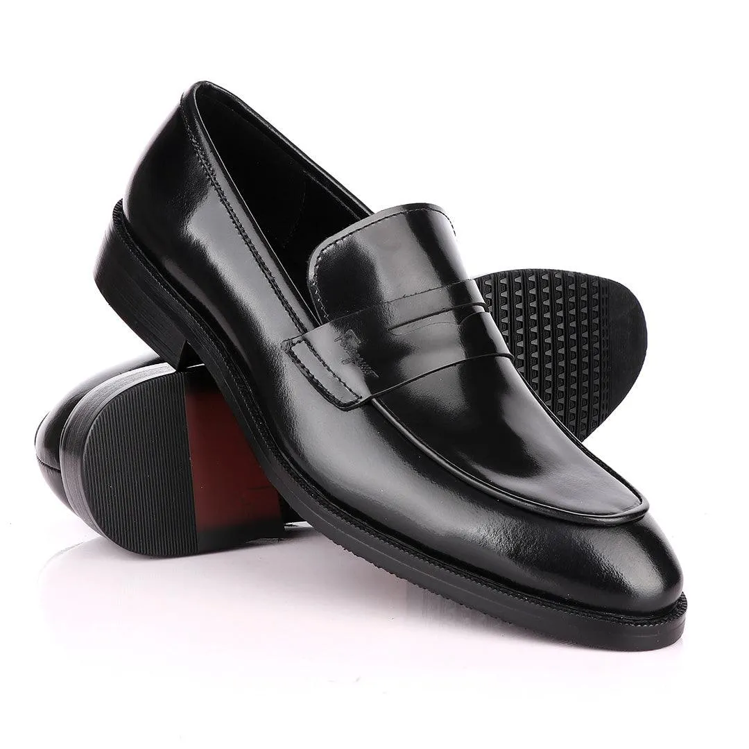 Salvatore Ferragamo Black Leather Penny Loafers