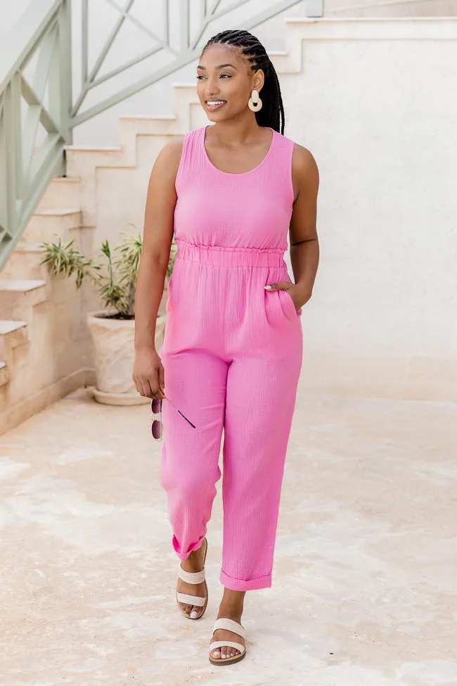 Seeing You Again Pink Gauze Jumpsuit FINAL SALE