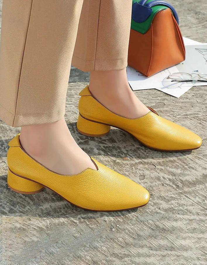 Spring Pointed Toe Elegant Chunky Heels Pumps