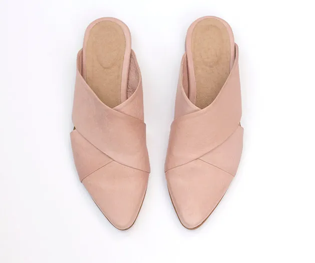 Stork - Pointed Toe Flats, Pink